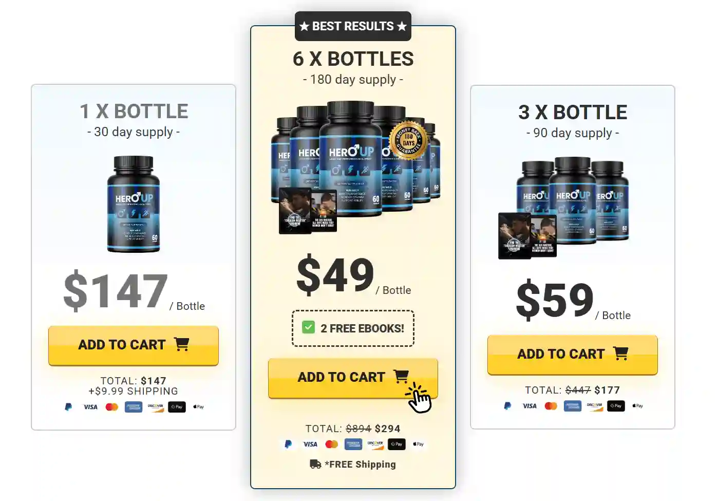 HeroUP secure checkout and special pricing